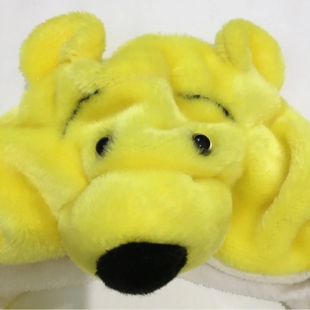Toddler boy yellow bear fleece lined winter hat
